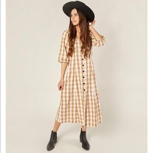 NWT Lily Dress In Cinnamon Check - M